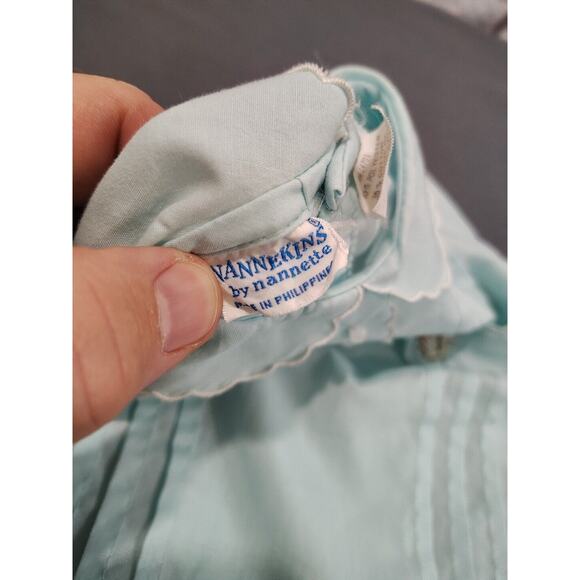 VTG Nannekins Romper Size 0-3 Months Seafoam Green Blue Squirrels - Picture 5 of 5
